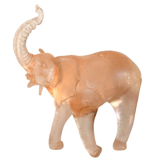 Barovier e Toso - Elefante in vetro Murano nei toni dell’ambra trasparente