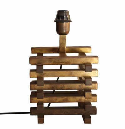 Lampada da Tavolo con Struttura in Ottone Listellare