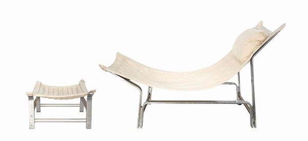 Formanova - Chaise longue with pouf - Ottoman with metal structure