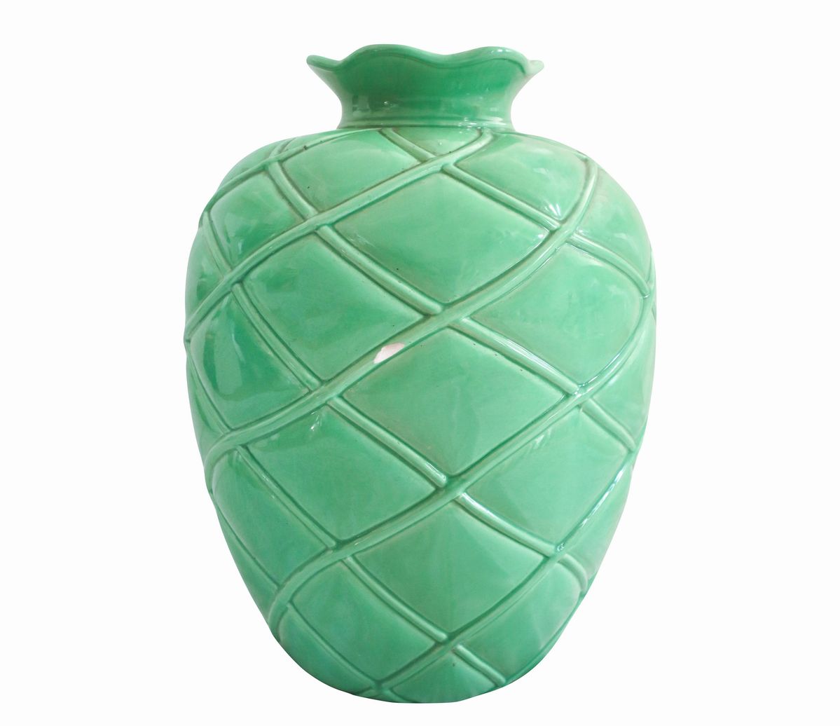 Vaso in Maiolica Verde di Forma Globulare