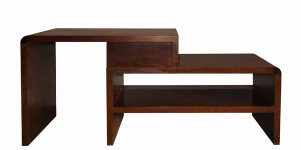 Etagere con struttura modulabile rivestita in mogano