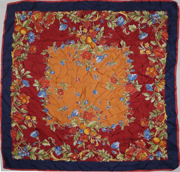 Courr&#232;ges Paris - Foulard vintage in seta con motivi floreali