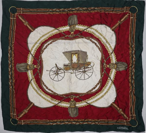 Egon von F&#252;rstenberg - Vintage silk scarf with carriage