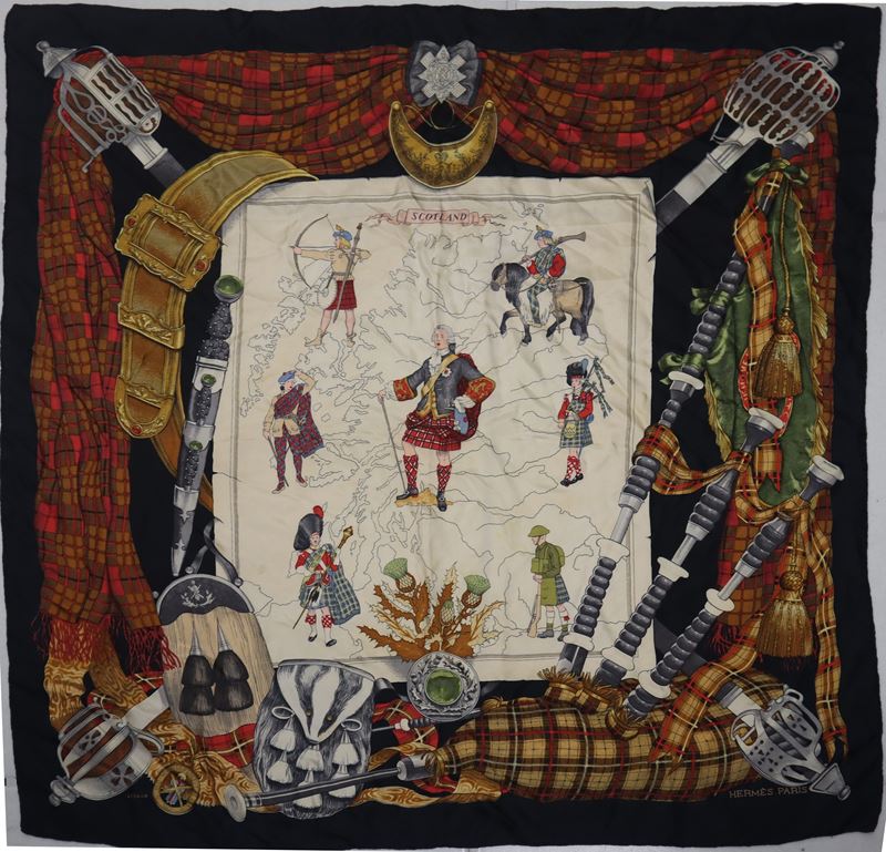 Philippe Ledoux per Hermès Paris - Foulard Vintage in Seta 'scotland'