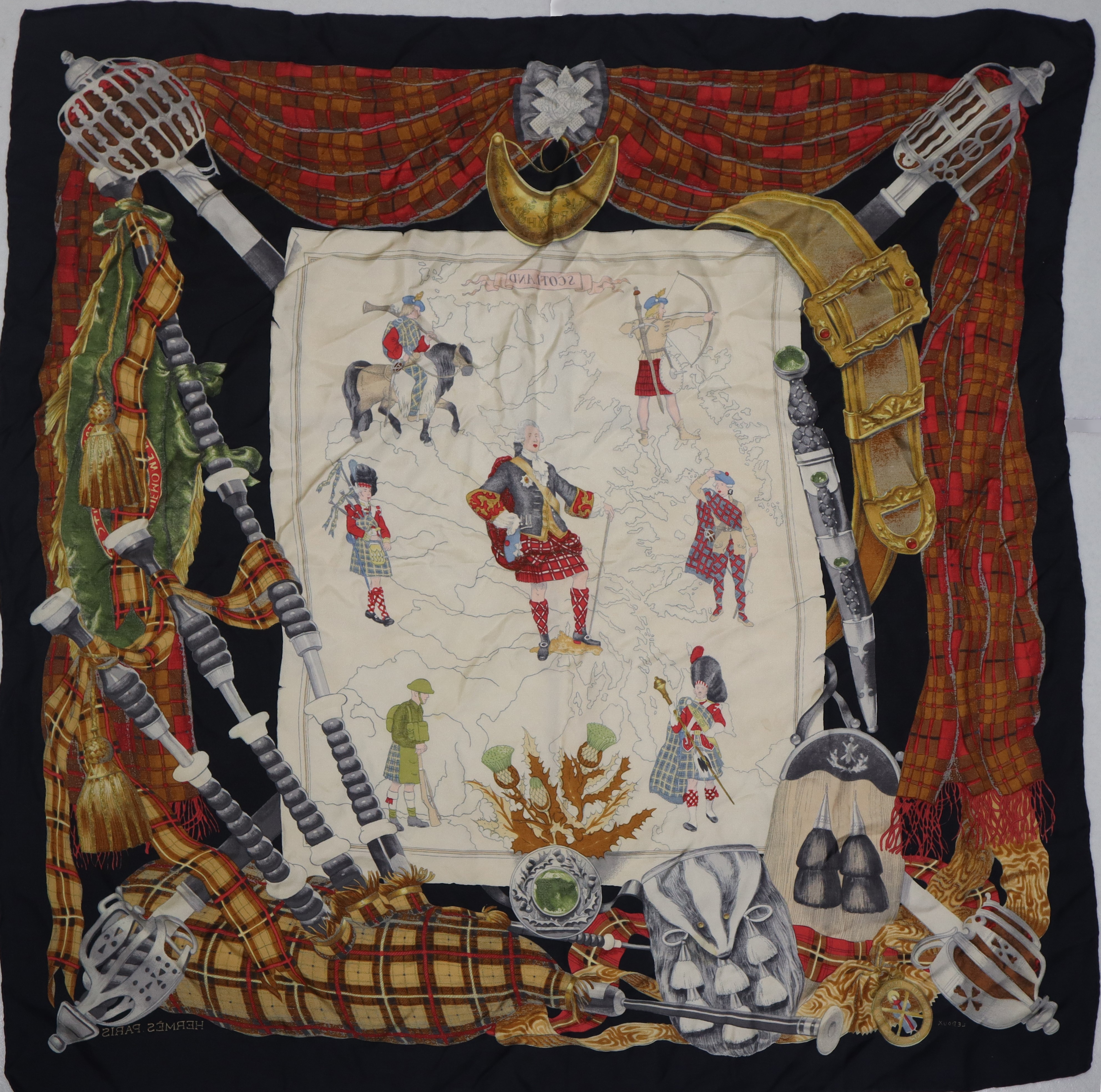 Philippe Ledoux per Hermès Paris - Foulard Vintage in Seta 'scotland'