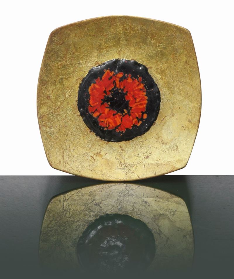 Lucia Ragusa - Piatto in Terracotta Smaltato e Invetriato con Foglia Oro