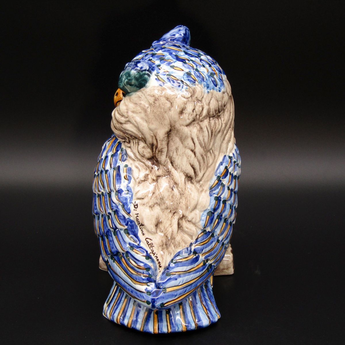 Ceramiche Artistiche di Martino - Gufo Piume Azzurro