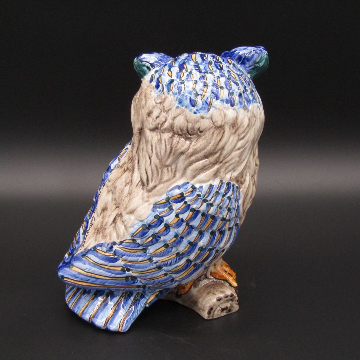 Ceramiche Artistiche di Martino - Gufo Piume Azzurro
