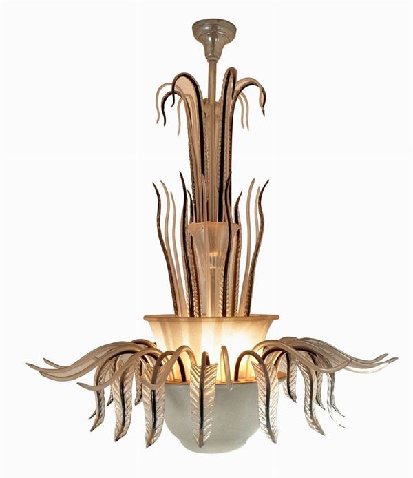 Milk glass chandelier and diffuser pulegoso glass, black and white. 180x110 cm

