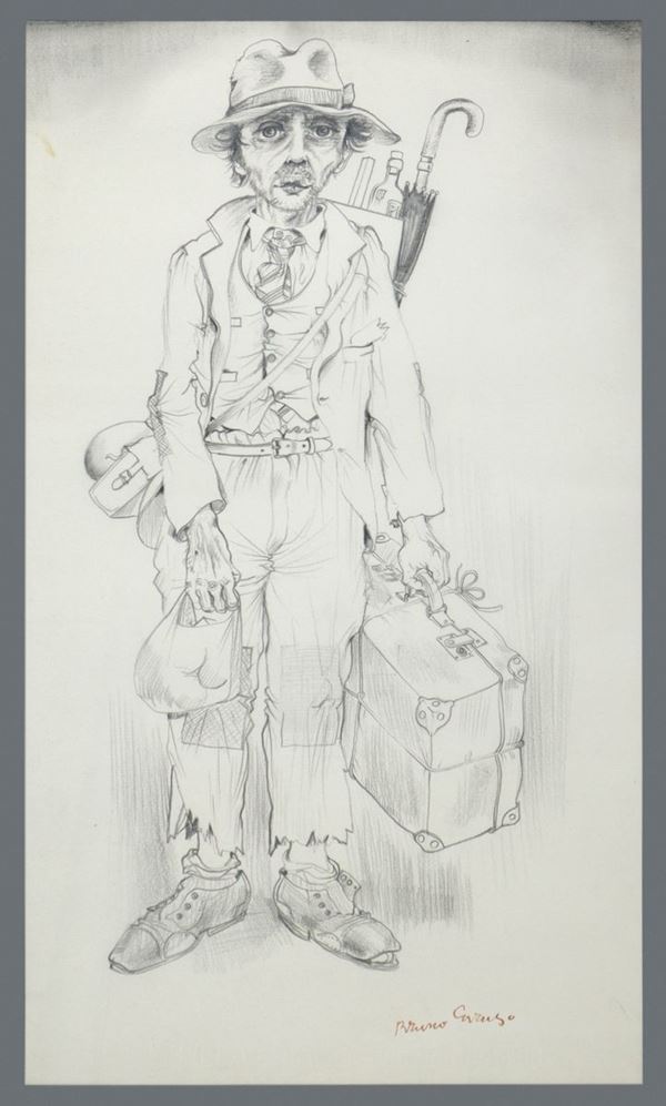 Man with hat and suitcase
