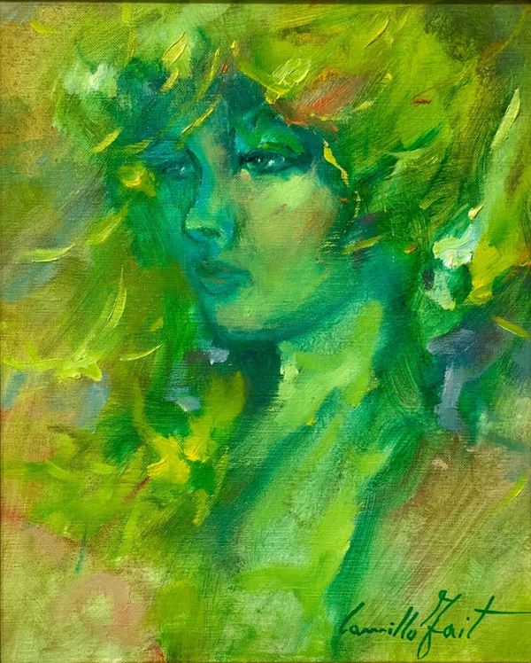 Camillo Fait - Oil painting on canvas depicting "Teenager", Camillo Fait. signed on the lower right and on the back. Cm 30x24 in frame 46x40