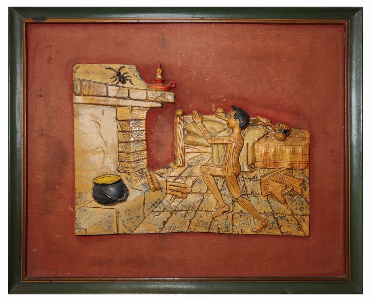Quadro in Rilievo Pinocchio e il Grillo