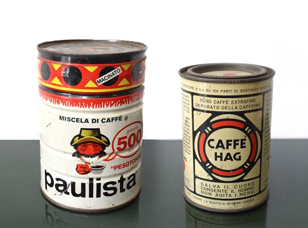 Caff&#232; Hag e Paulista Lavazza - Coppia di scatole in latta 