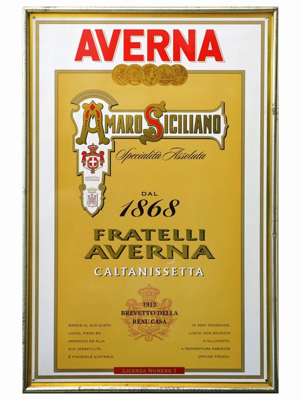 Amaro Averna - Tabella pubblicitaria in latta 