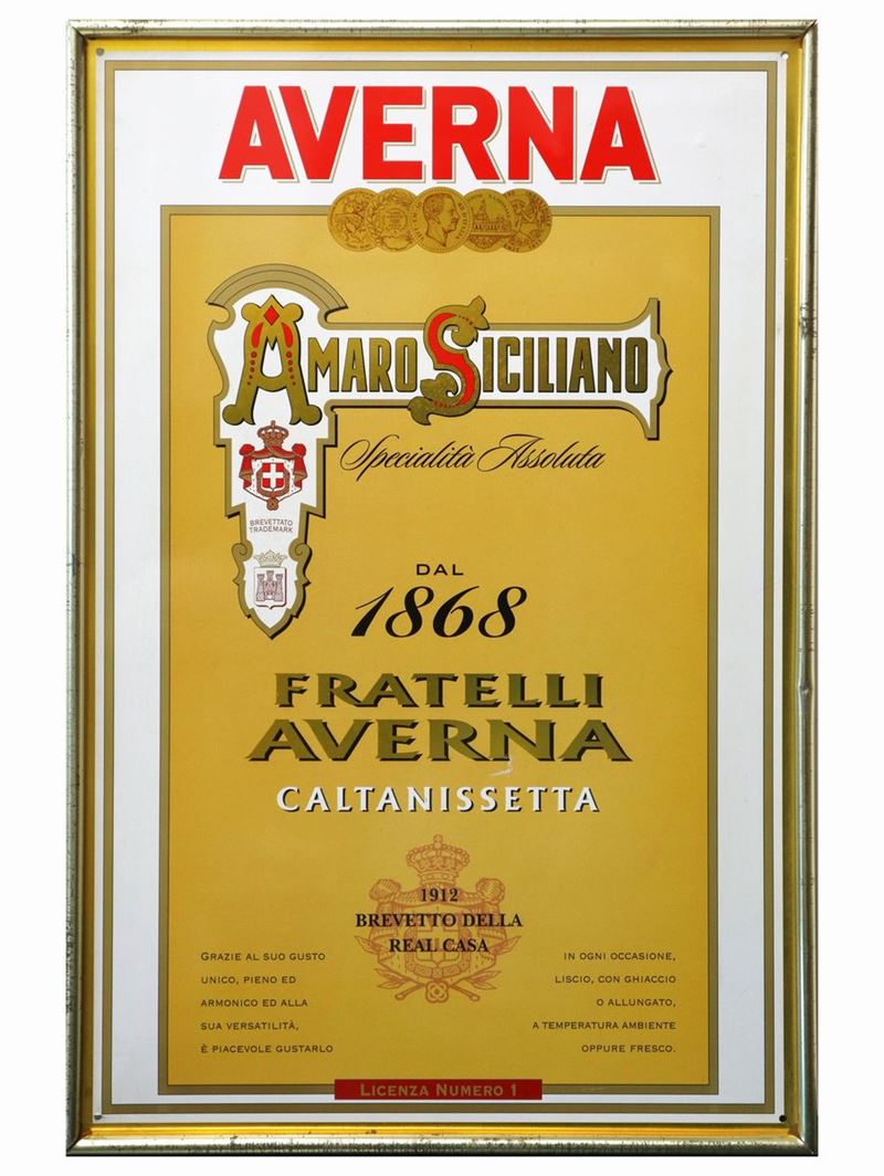 Amaro Averna - Tabella Pubblicitaria in Latta
