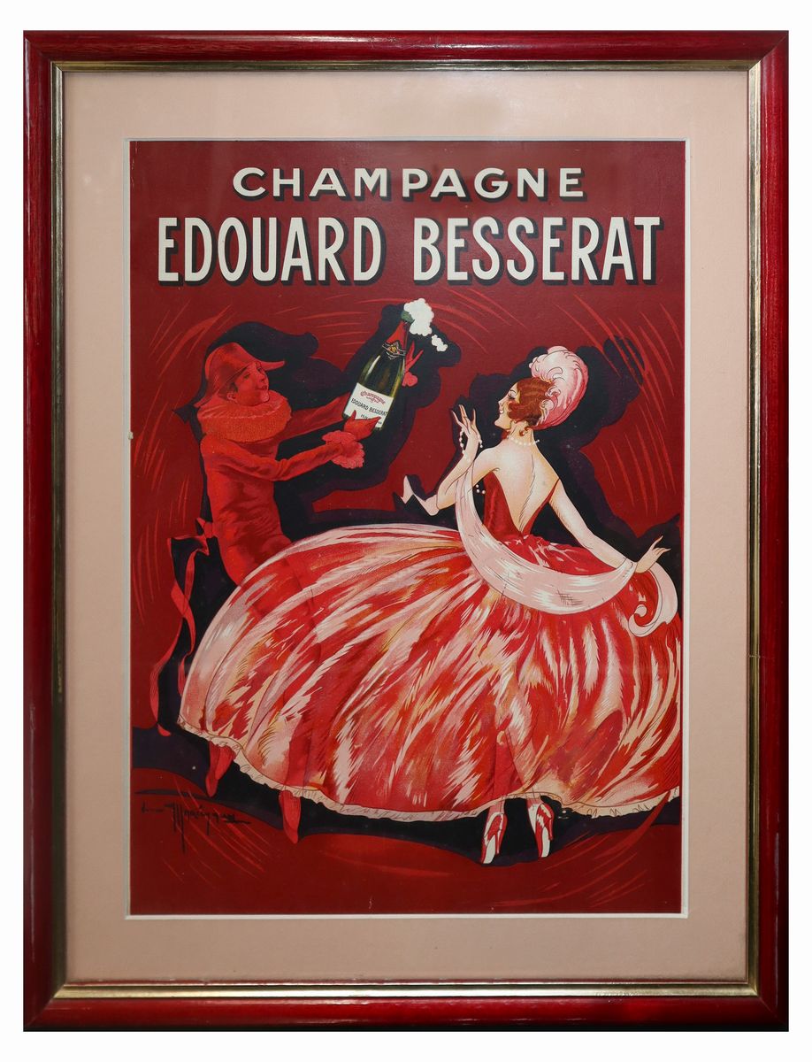 Champagne Edouard Besserat - Litrografia su Cartone Pressato