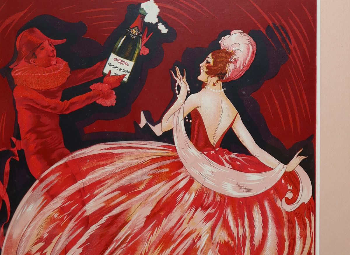 Champagne Edouard Besserat - Litrografia su Cartone Pressato