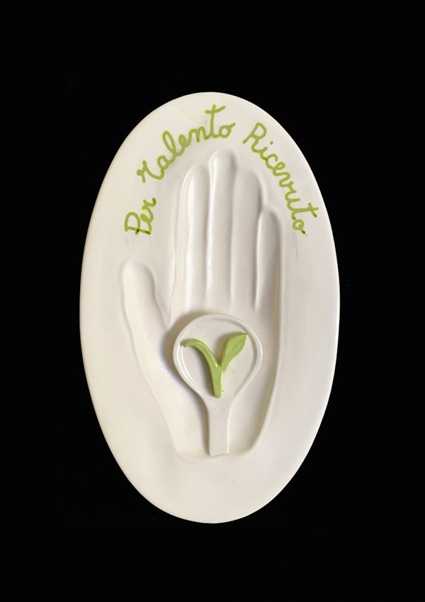Luigi Camarilla : Cucina vegana HR, serie “Ex Voto contemporanei”  - Ceramica dipinta a mano - Asta Auction ArtSicily - Casa d'aste La Rosa