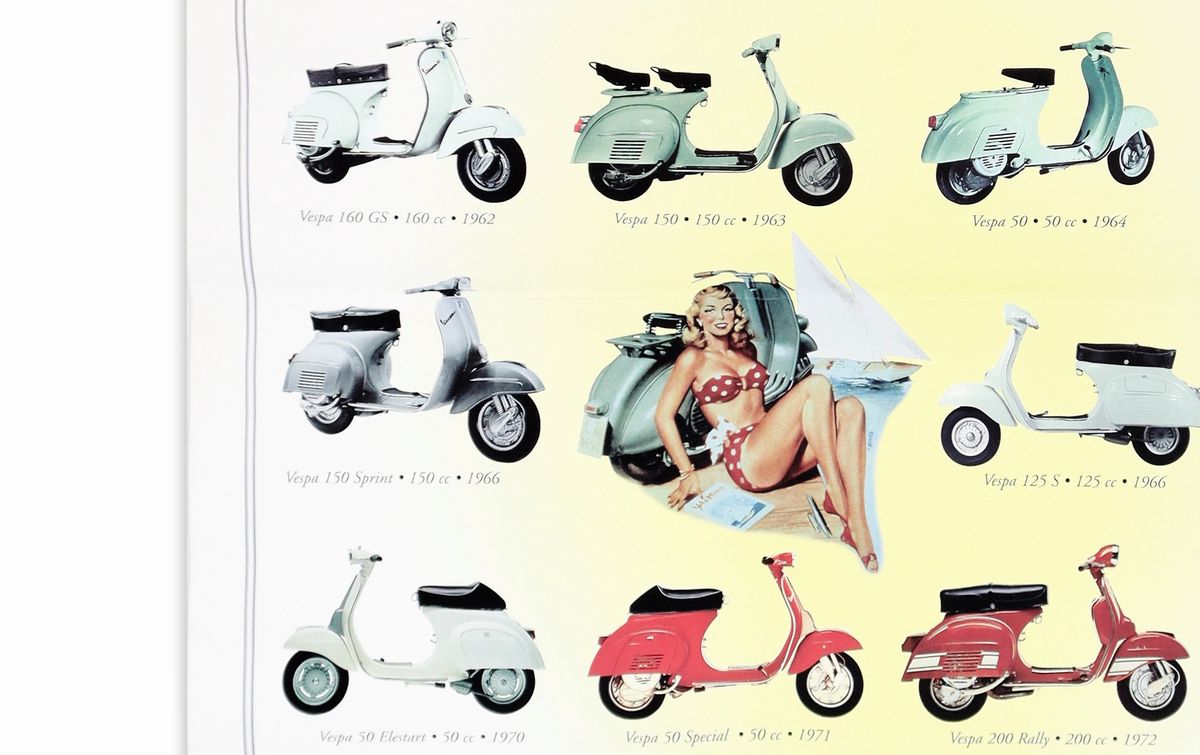 Manifesto pubblicitario tutte le produzioni della Vespa