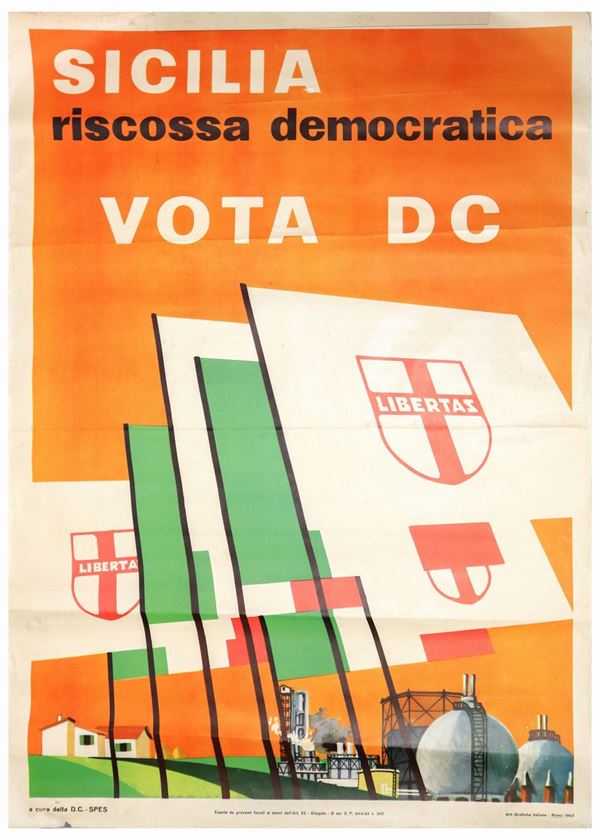 Poster politico pubblicitario della Democrazia Cristiana