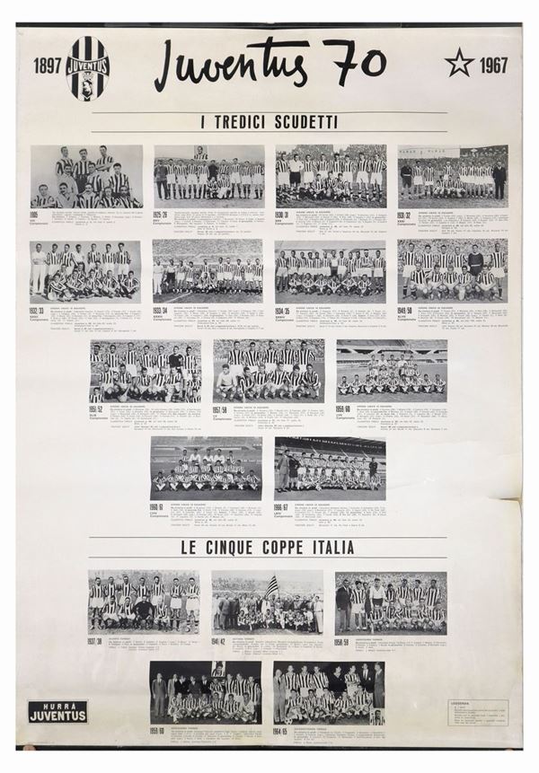 Poster plastificato Juventus 70 i tredici scudetti e le cinque coppe Italia