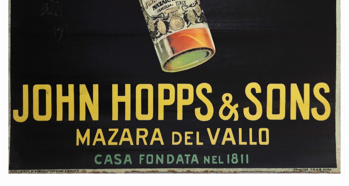 Locandina pubblicitaria John Hopps And Sons Mazara Del Vallo