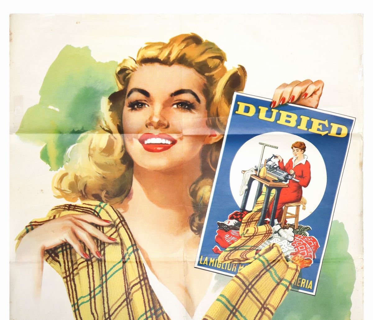 Manifesto pubblicitario macchina per maglieria