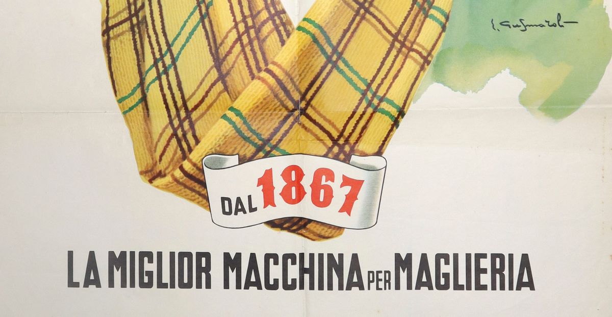 Manifesto pubblicitario macchina per maglieria