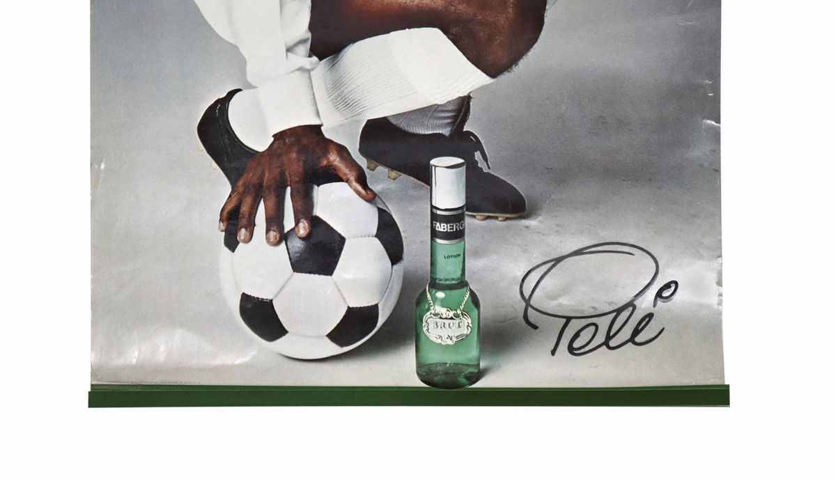 Locandina pubblicitaria Pelè per dopobarba