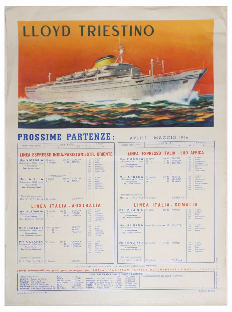 Locandina Partenze Lloyd Triestino