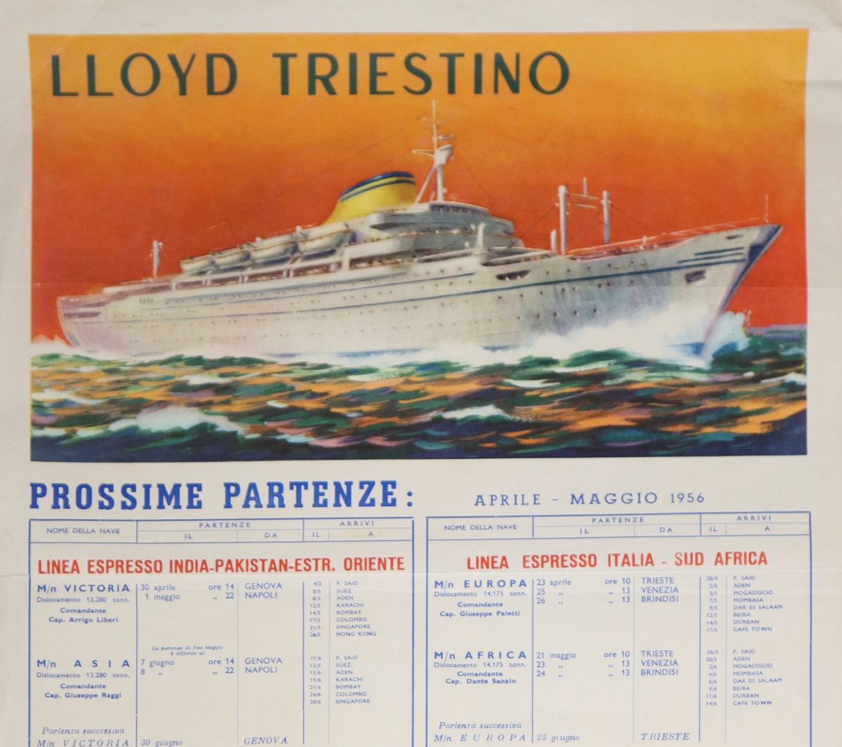 Locandina Partenze Lloyd Triestino