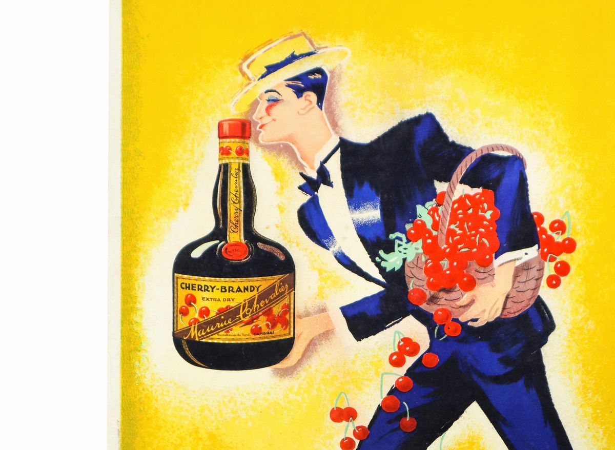Roger De Valerio - Cartonato Promozionale per il Brandy Cherry Maurice Chevalier