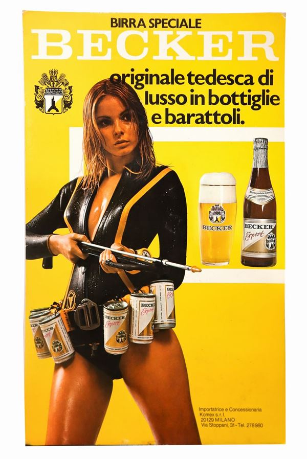Cartonato promozionale da banco per Birra Becker