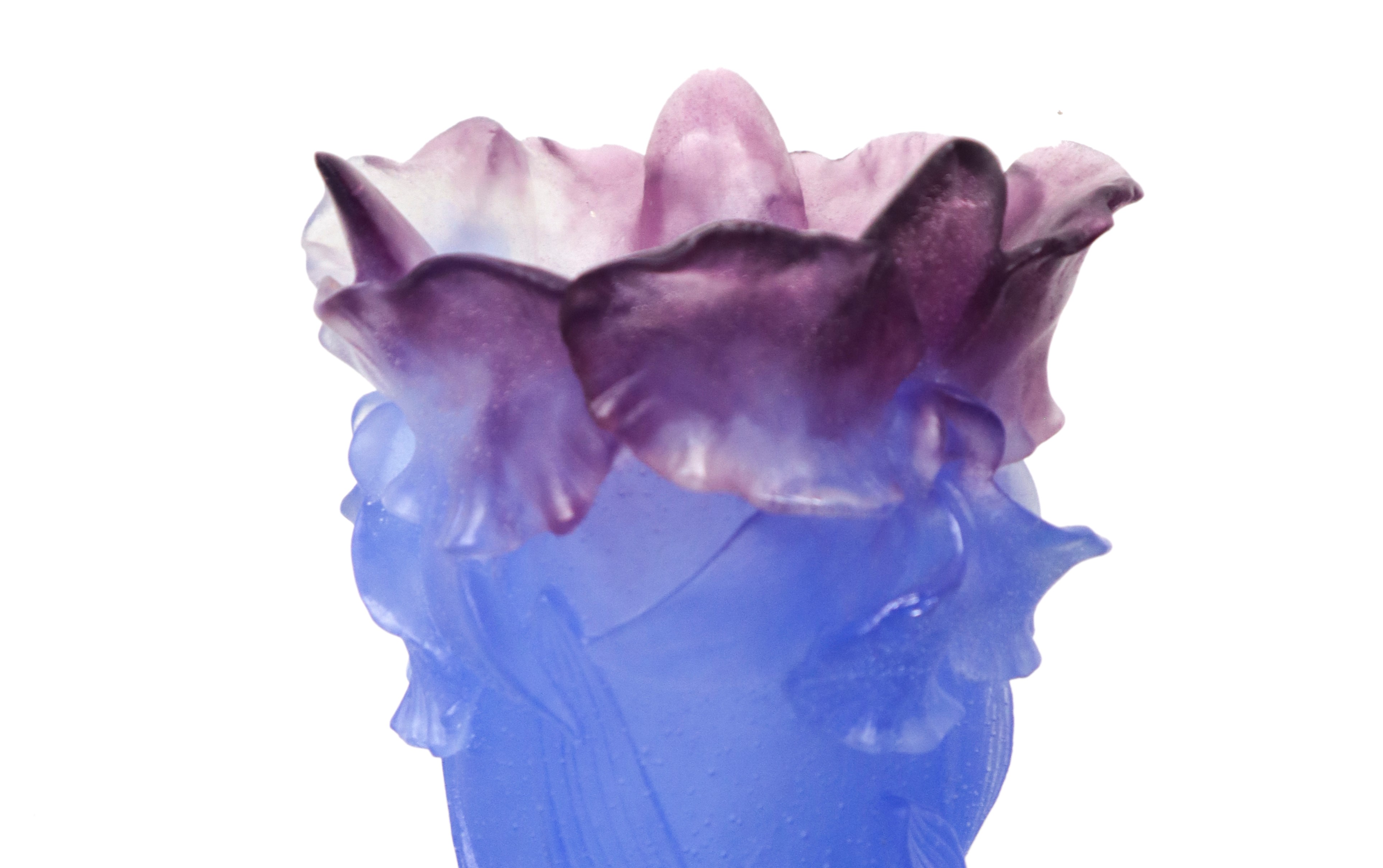 Vaso e piccolo piatto in cristallo Daum mod. Orchidea