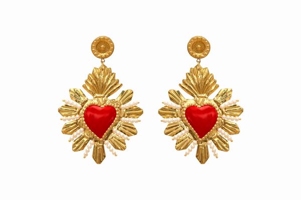 NicoDesign&#174; - Earrings with Enamelled Ex Voto Hearts