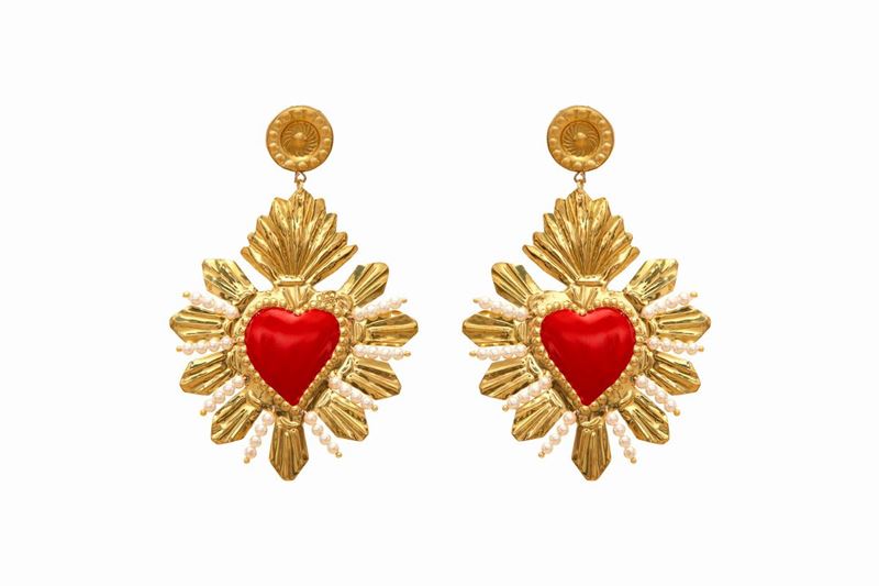 Nicodesign® - Orecchini con Cuori Ex Voto Smaltati
