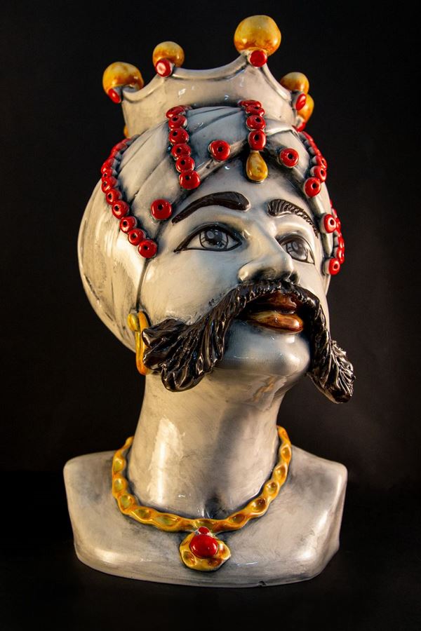 Patania Di mano in mano : Testa di Moro  - Ceramica artistica - Asta Auction ArtSicily - Casa d'aste La Rosa