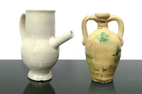 White glazed spout and small amphora