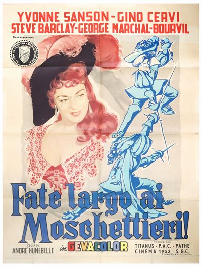 Manifesto Cinema Due Fogli ''fate Largo ai Moschettieri!''