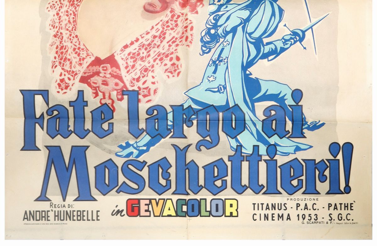 Manifesto Cinema Due Fogli ''fate Largo ai Moschettieri!''