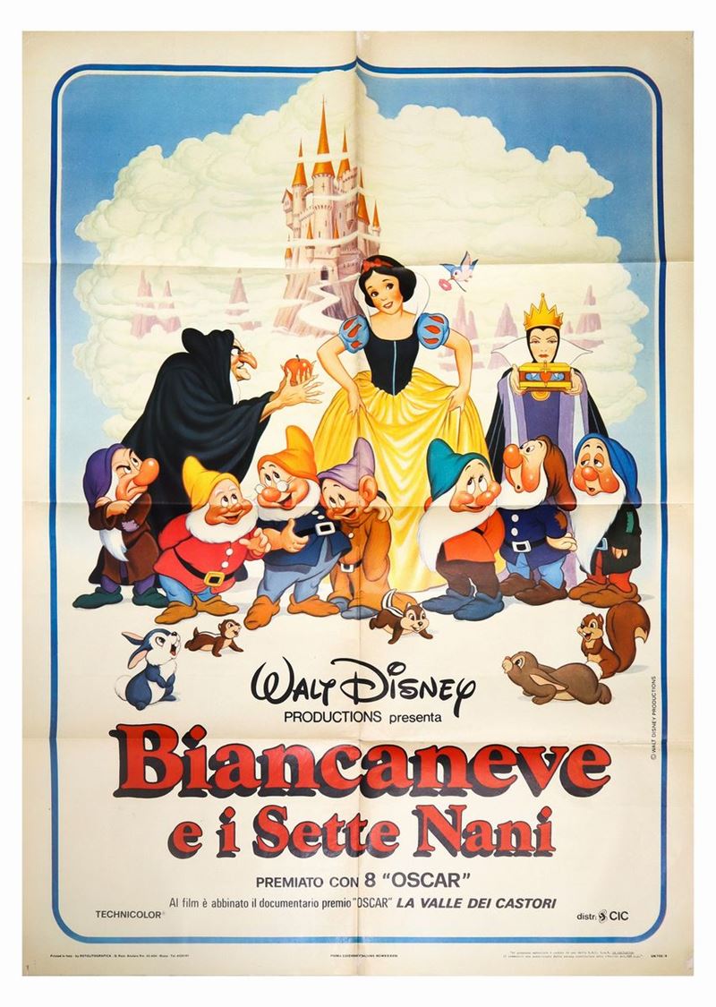 Manifesto Cinema Due Fogli ''biancaneve e i Sette Nani''