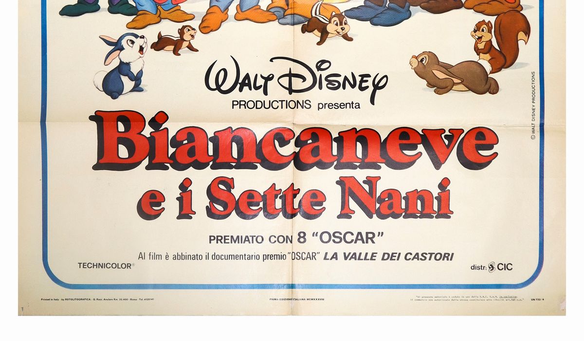 Manifesto Cinema Due Fogli ''biancaneve e i Sette Nani''