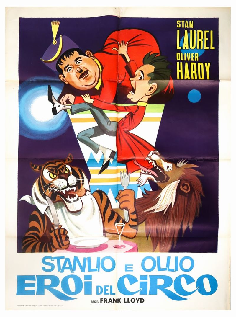 Manifesto Cinema Due Fogli ''stanlio e Olio Eroi del Circo''