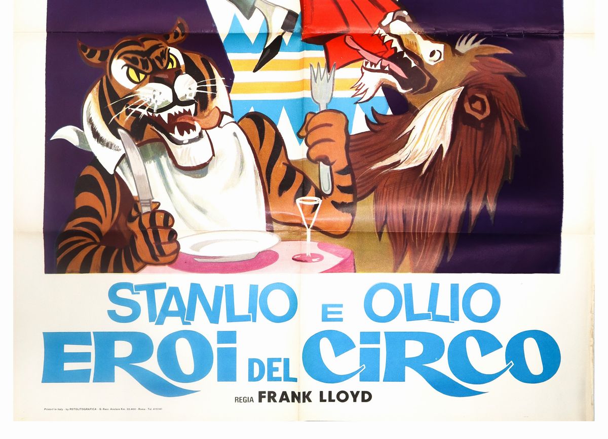 Manifesto Cinema Due Fogli ''stanlio e Olio Eroi del Circo''