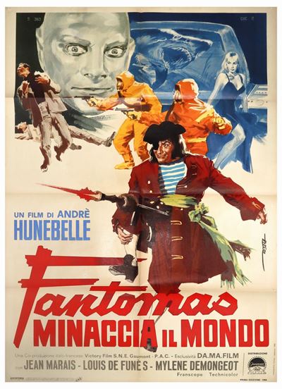 Manifesto Cinema Due Fogli ''fantomas Minaccia il Mondo''