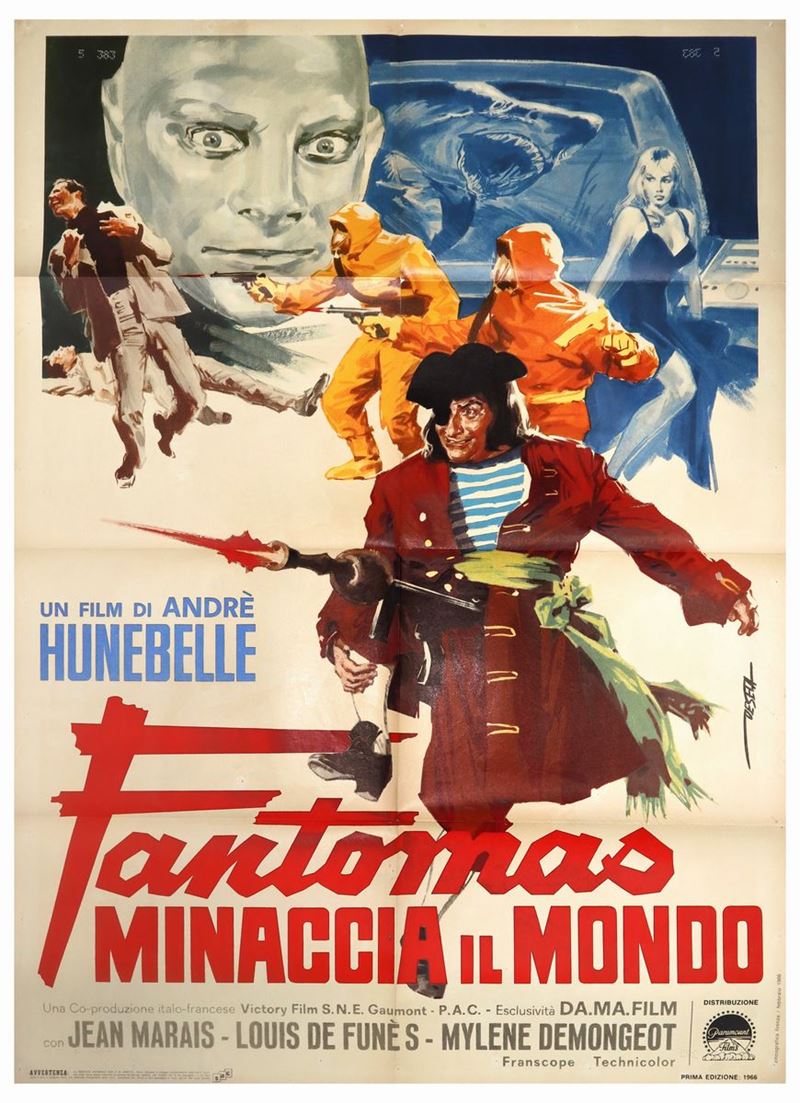 Manifesto Cinema Due Fogli ''fantomas Minaccia il Mondo''