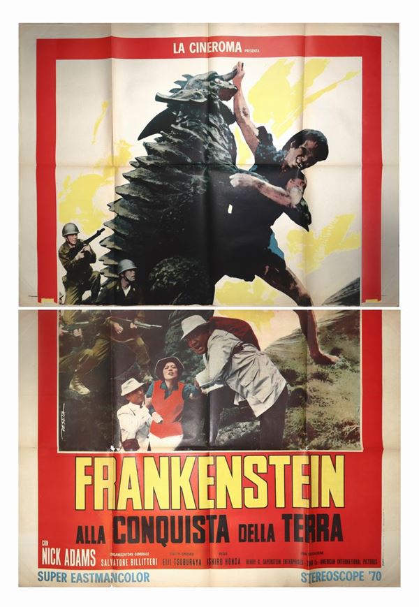 Manifesto cinema quattro fogli ''Frankstein alla conquista della terra''