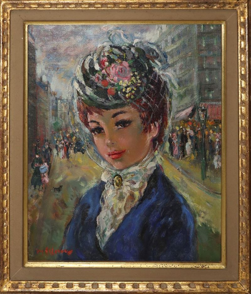 Maurice Alleroux - Ritratto di Giovane Donna con Cappellino