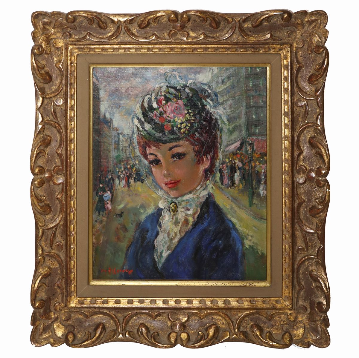Maurice Alleroux - Ritratto di Giovane Donna con Cappellino