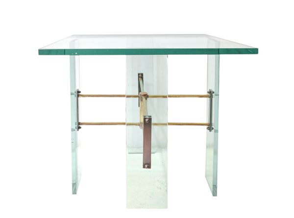 Square shaped glass coffee table